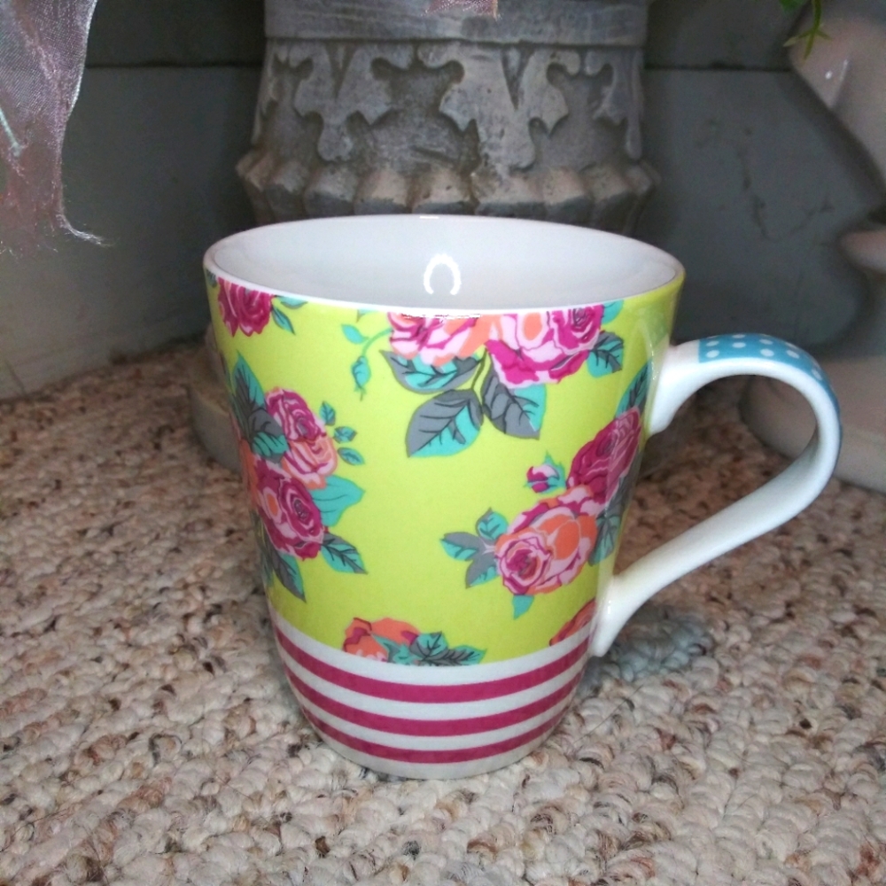 Matilda Jane Cottagecore Style Pink & Yellow Rose Coffee Mug